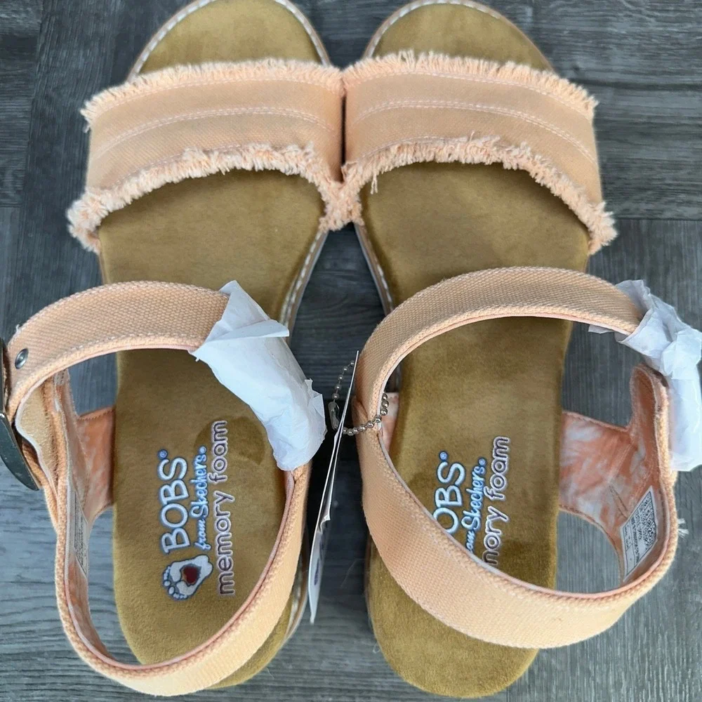 BOBS Skechers Desert Kiss Sandals Women 9 Canvas Frayed Boho NEW 113541/PCH